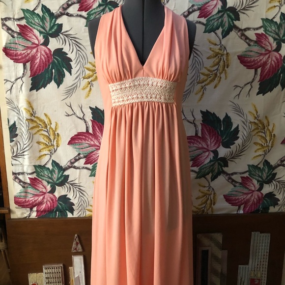 Vintage Dresses & Skirts - Vintage coral colored maxi dress